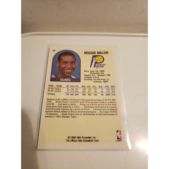 Reggie Miller 1989-1990 NBA Hoops #29 - Indiana Pacers - HOF - Picture 2 of 3